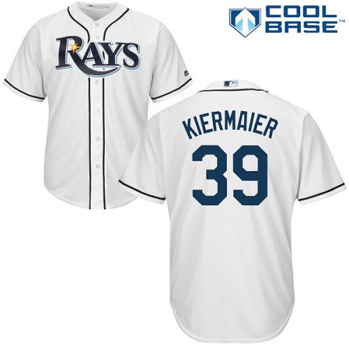 Rays #39 Kevin Kiermaier White Cool Base Stitched Youth MLB Jersey - Click Image to Close